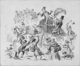 Illustration to Dickens's "Pickwick Papers," Bob Sawyer on Roof of Chaise