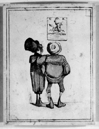 Caricature of Two Men Looking at a Recruiting Poster