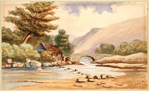 House by a River with Bridge