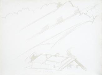 Mountain Landscape, Building in Foreground