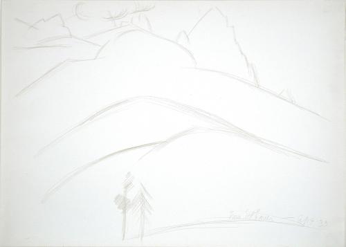 Mountain Landscape with Two Pine Trees
