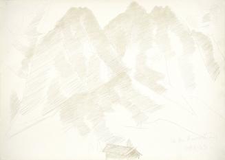 Mountain Landscape with Buildings in Foreground