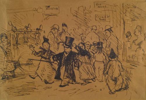 Man in a Top Hat Leading a Crowd