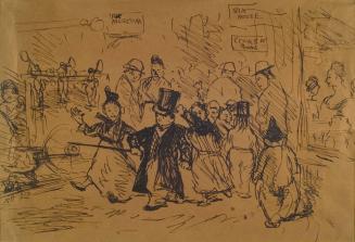Man in a Top Hat Leading a Crowd