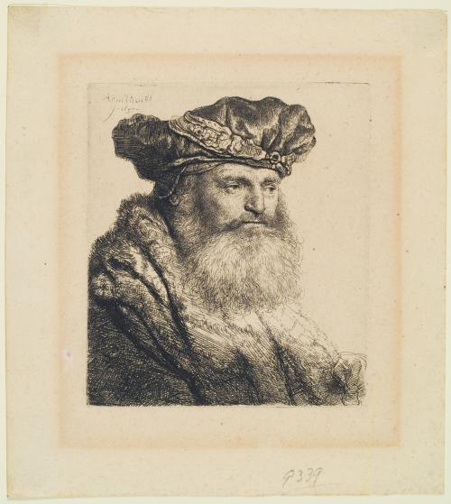 Bearded Man Wearing a Velvet Cap with a Jewel Clasp