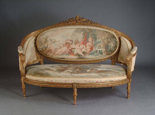 Tapestry-Covered Settee