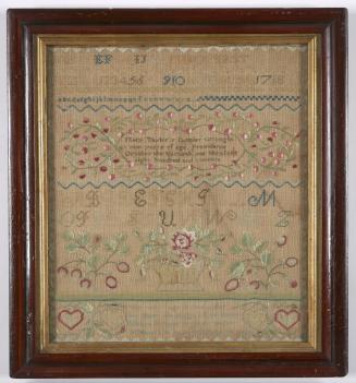 Sampler with Basket of Flowers