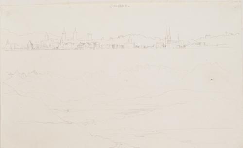 Two Views of Lucerne and Mountains