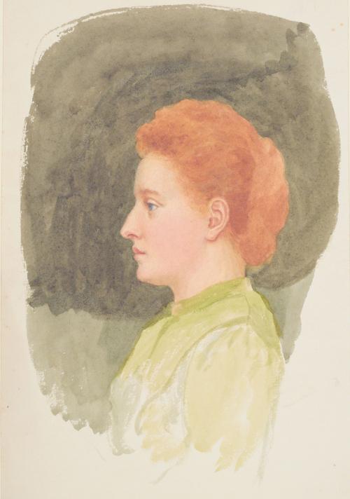 Young Woman with Red Hair in a Green Dress