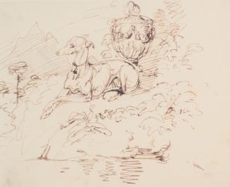 Whippet by an Urn