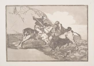 The way in which the ancient Spaniards hunted bulls on horseback in the open country (Modo con que los antiguos espanoles cazaban los toros a caballo en el campo)