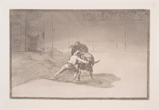 The famous Martincho places the banderillas playing the bull with the movement of his body (El famoso Marincho poniendo banderillas al quiebro)
