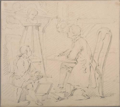 Young Artists: Boy Sketching and Boy Sharpening a Pencil