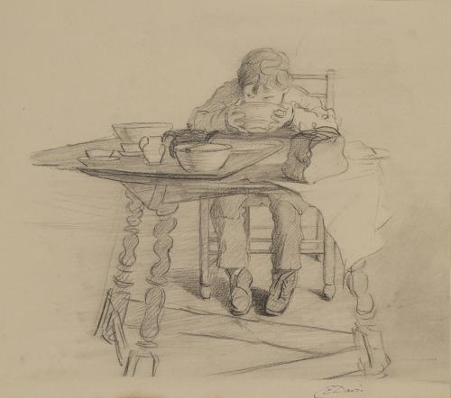 Boy Drinking Soup