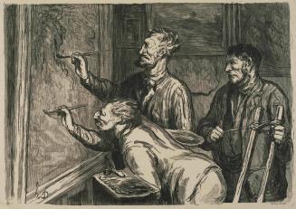 The Paintings Exhibition of 1868. Giving it the last touch.