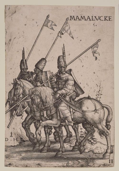 Three Mamluks with Lances on Horseback