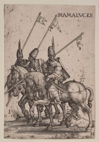 Three Mamluks with Lances on Horseback
