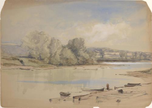 Boats Banked on a River