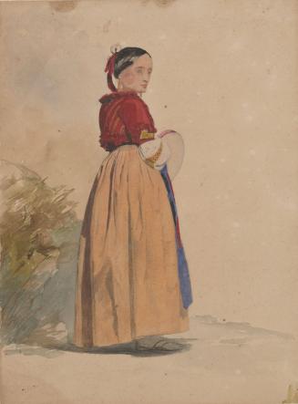 Woman with Tambourine, Red Ribbon