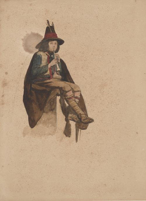 Seated Man with Small Horn