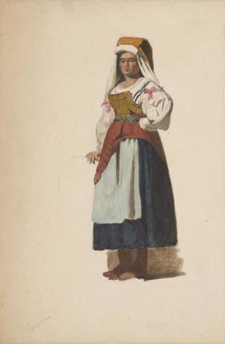Standing Woman, Pink Ribbons on Sleeves