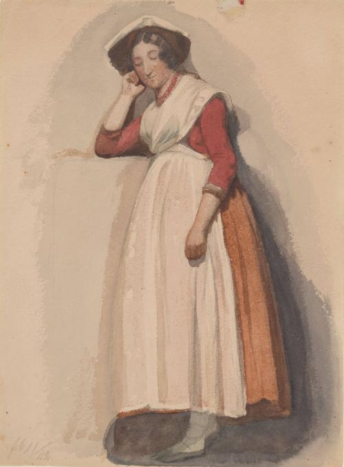 Woman Leaning Against Wall