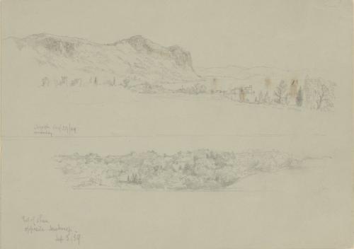 Nyack [upper drawing] Bit of Shore, Opposite Newburgh [lower drawing]