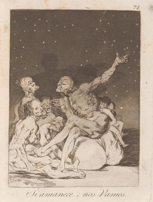 When day breaks we will be off (Si amanece; nos Vamos), Plate 71 from Los Caprichos