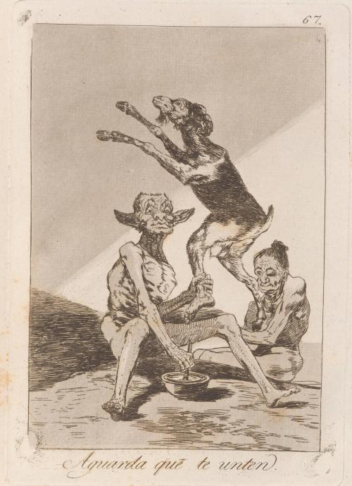 Wait till you've been anointed (Aguarda que te unten), Plate 67 from Los Caprichos