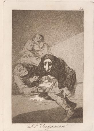 The shamefaced one (El Vergonzoso), Plate 54 from Los Caprichos