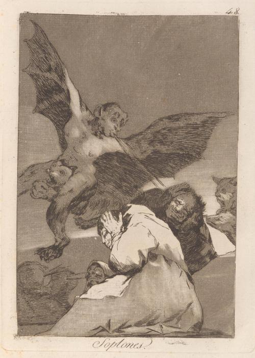 Tale-Bearers--Blasts of Wind (Soplones), Plate 48 from Los Caprichos