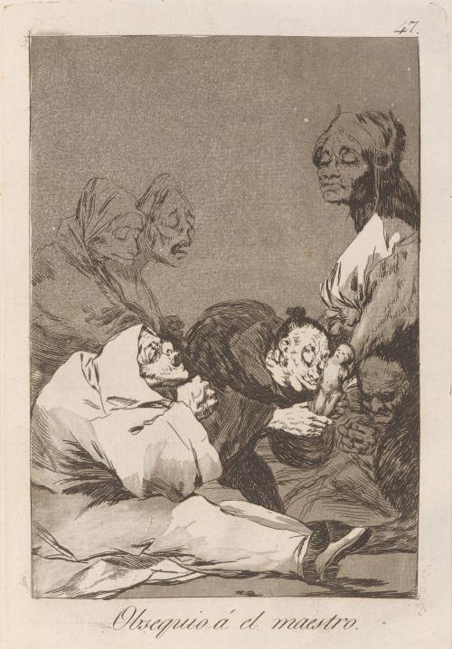 A gift for the master (Obsequio á el maestro), Plate 47 from Los Caprichos