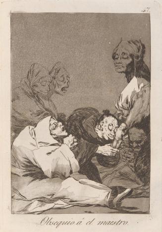 A gift for the master (Obsequio á el maestro), Plate 47 from Los Caprichos