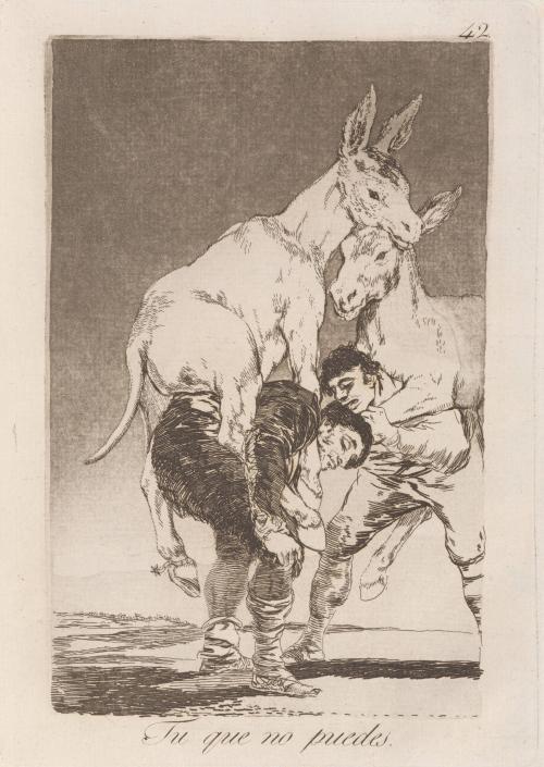 Thou who canst not (Tu que no puedes), Plate 42 from Los Caprichos
