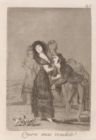 Which of them is the more overcome? (Quien mas rendido?), Plate 11 from Los Caprichos