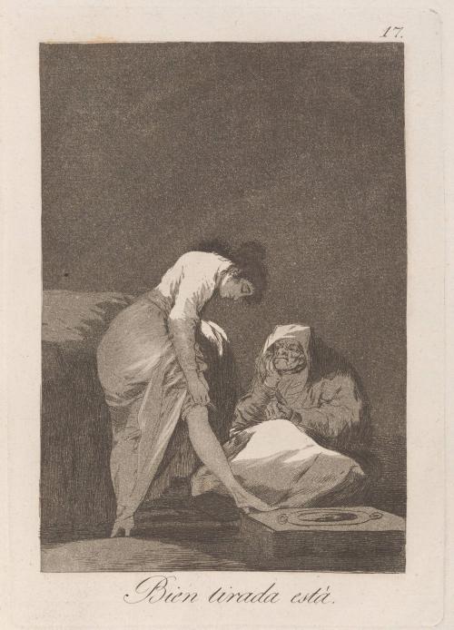 It is nicely stretched (Bien tirada está), Plate 17 from Los Caprichos