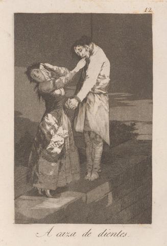 Out hunting for teeth (A caza de dientes), Plate 12 from Los Caprichos
