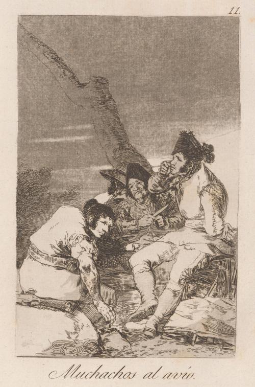 Lads Making Ready (Muchachos al Avío), Plate 11 from Los Caprichos
