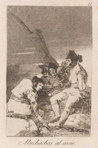 Lads Making Ready (Muchachos al Avío), Plate 11 from Los Caprichos