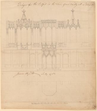 Drawing for Pulpit in Choir of Our Lady, Lichfield