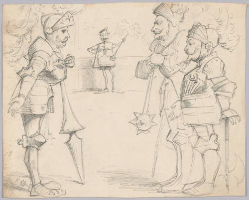 Three Knights in Armor and a Herald