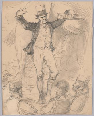 Soap Box Orator with Scroll Inscribed Reform Political