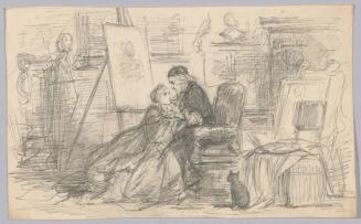 Seated Elderly Man (painter?) with Young Woman