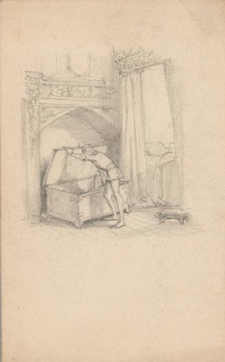 Medieval Scene with Man Opening a Chest