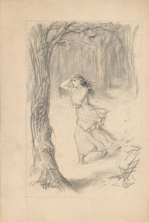 Woman Running Through Snow in a Woods
