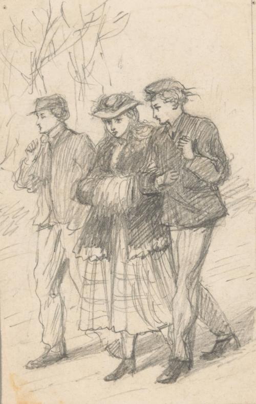 Two Boys and a Girl Walking