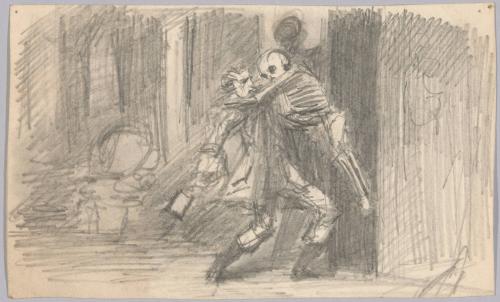 Skeleton Falling on a Man