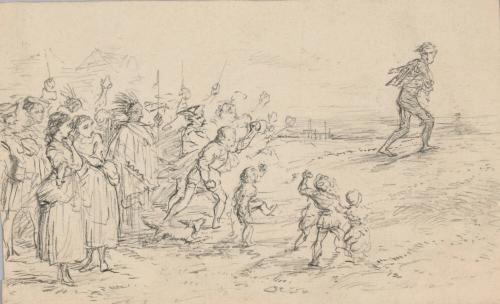 Man Turned Away by a Crowd