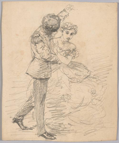Young Woman and Man in Uniform Dancing