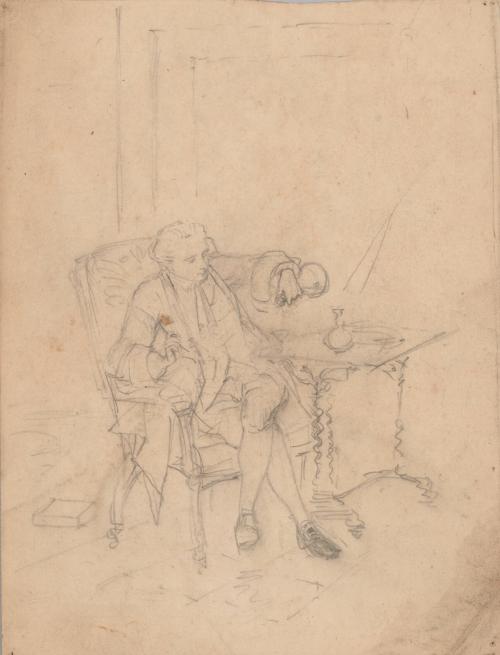 Seated Man Pouring Glass of Wine